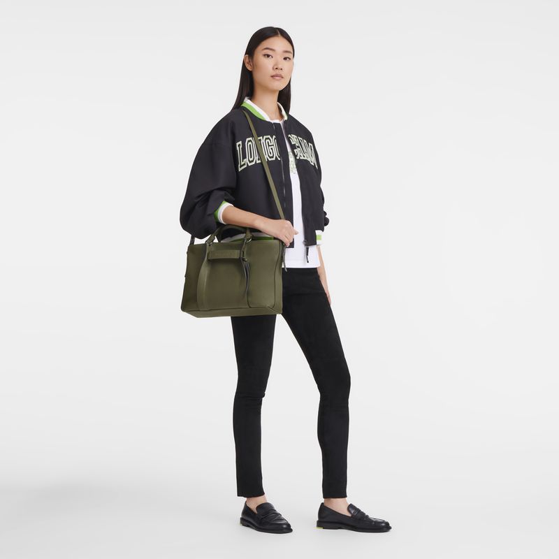 Khaki Longchamp 3D L Women Handbag | Ksa-763CGMAHV