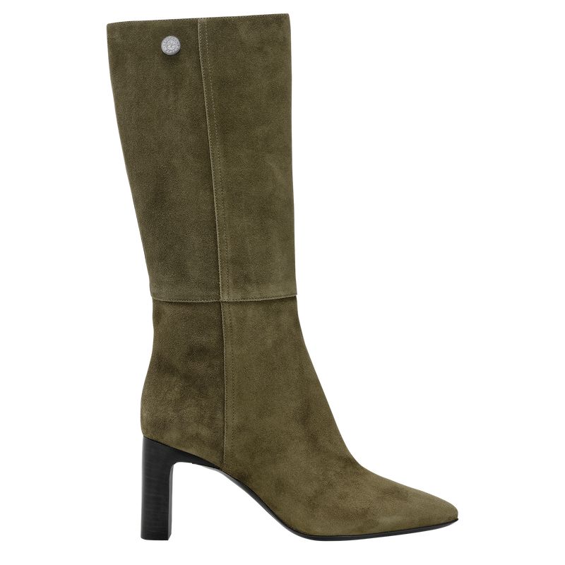 Khaki Longchamp Allure Heel Women Boots | Ksa-937CGPWEN