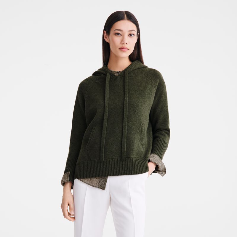 Khaki Longchamp Hoodie Women Jumper | Ksa-026NDHBAV