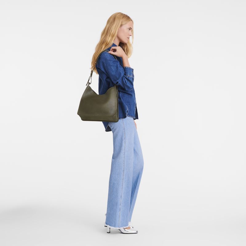 Khaki Longchamp Le Foulonné M Women Hobo Bag | Ksa-314YGMFXK
