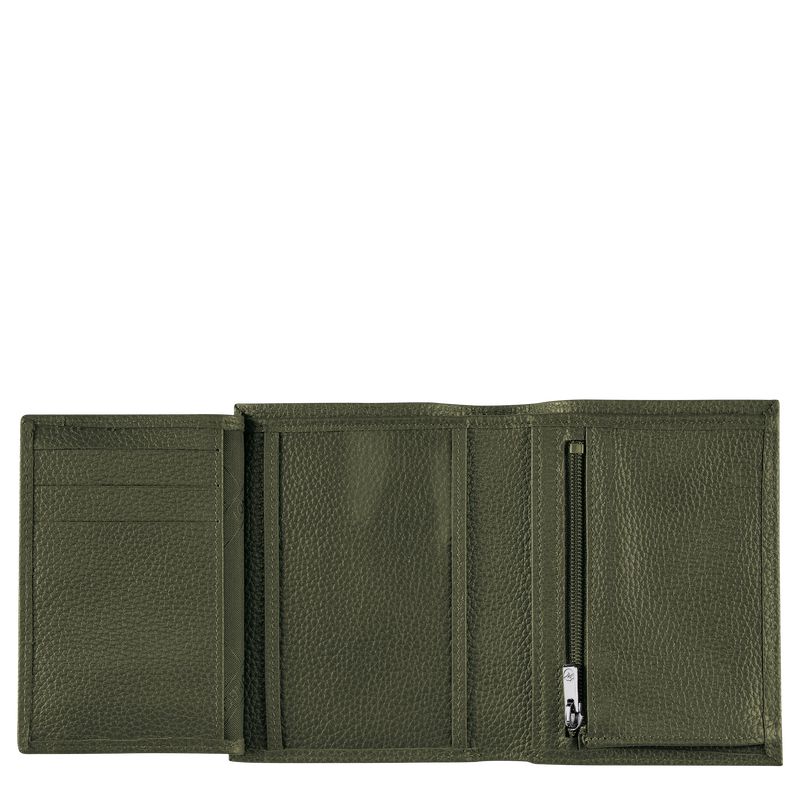 Khaki Longchamp Le Foulonné Men Wallet | Ksa-360JSLWHN