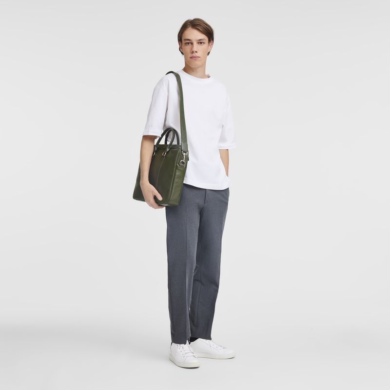Khaki Longchamp Le Foulonné S Men Briefcase | Ksa-890LTRWAC