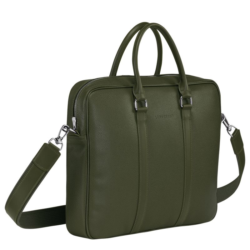 Khaki Longchamp Le Foulonné S Men Briefcase | Ksa-890LTRWAC