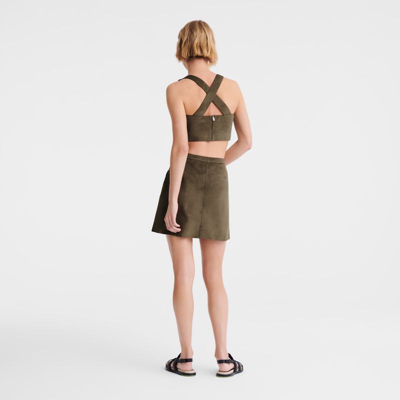 Khaki Longchamp Leather Women Top | Ksa-625VDPYXT