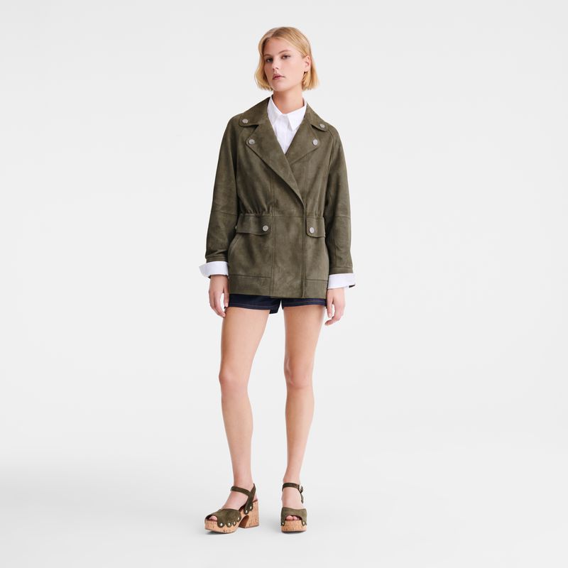 Khaki Longchamp Safari Women Jacket | Ksa-748FHBNZA