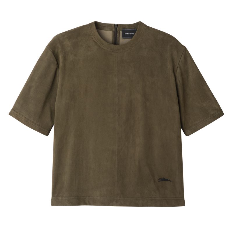 Khaki Longchamp Short Leather Women Top | Ksa-540GCIDLU