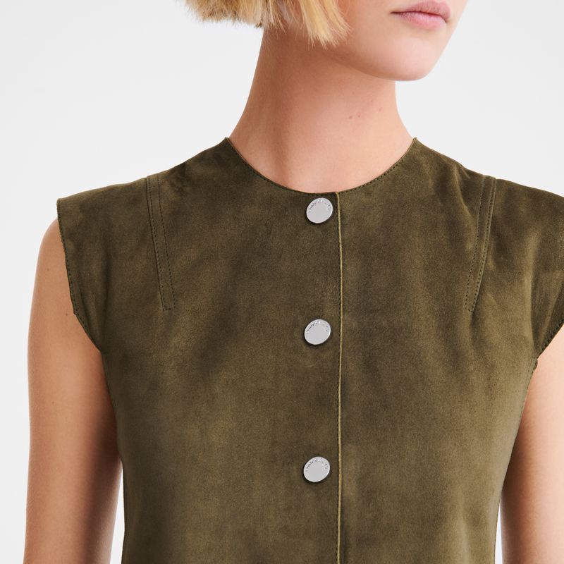Khaki Longchamp Sleeveless Women Jacket | Ksa-329DNHUYJ