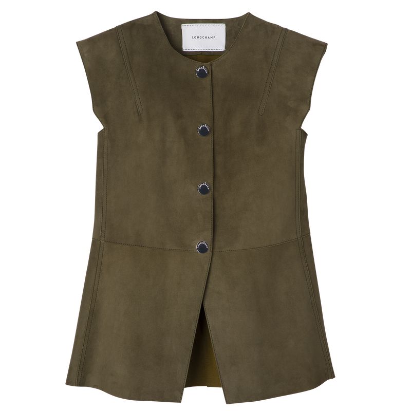 Khaki Longchamp Sleeveless Women Jacket | Ksa-329DNHUYJ