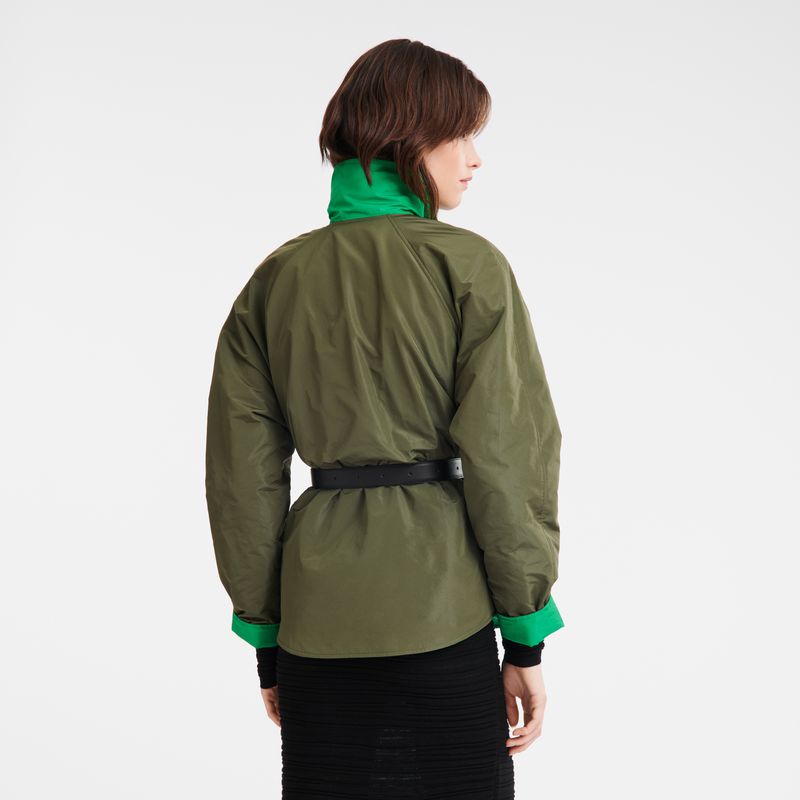 Khaki / Green Longchamp Padded Blouson Women Jacket | Ksa-124SFNMPO