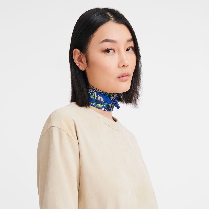 Light Blue Longchamp Forêt 50 Women Scarf | Ksa-835HPZUFN