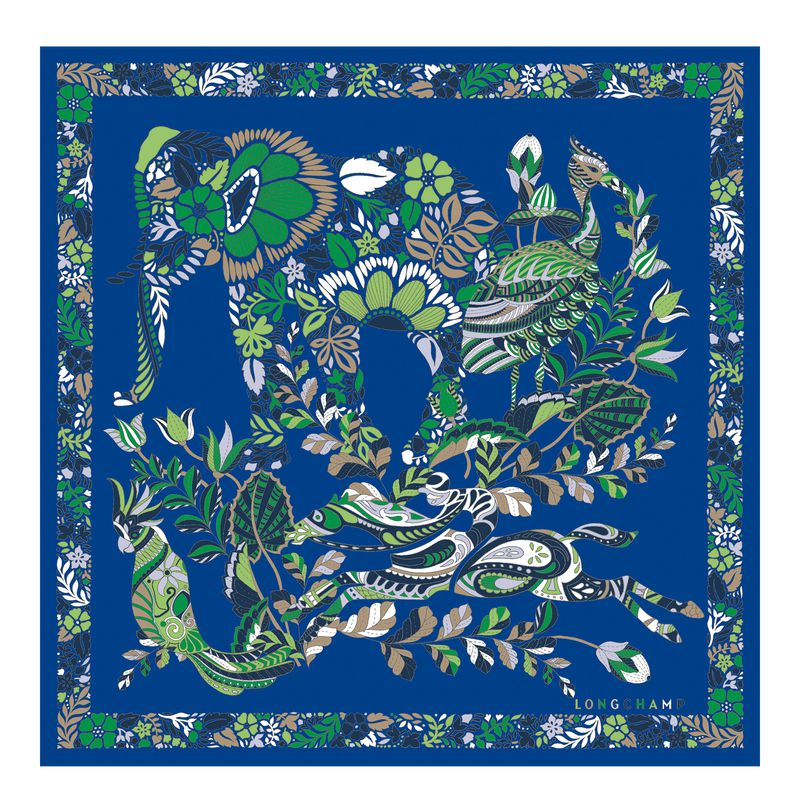 Light Blue Longchamp Forêt 50 Women Scarf | Ksa-835HPZUFN