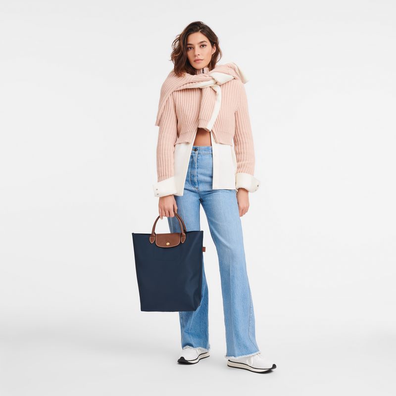 Navy Longchamp Le Pliage Original M Men Tote Bag | Ksa-320HVTIXW