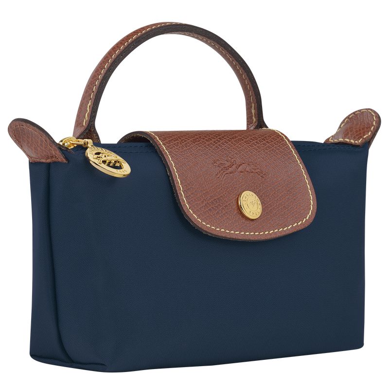 Navy Longchamp Le Pliage Original With Handle Men Pouch | Ksa-305IWSTPF