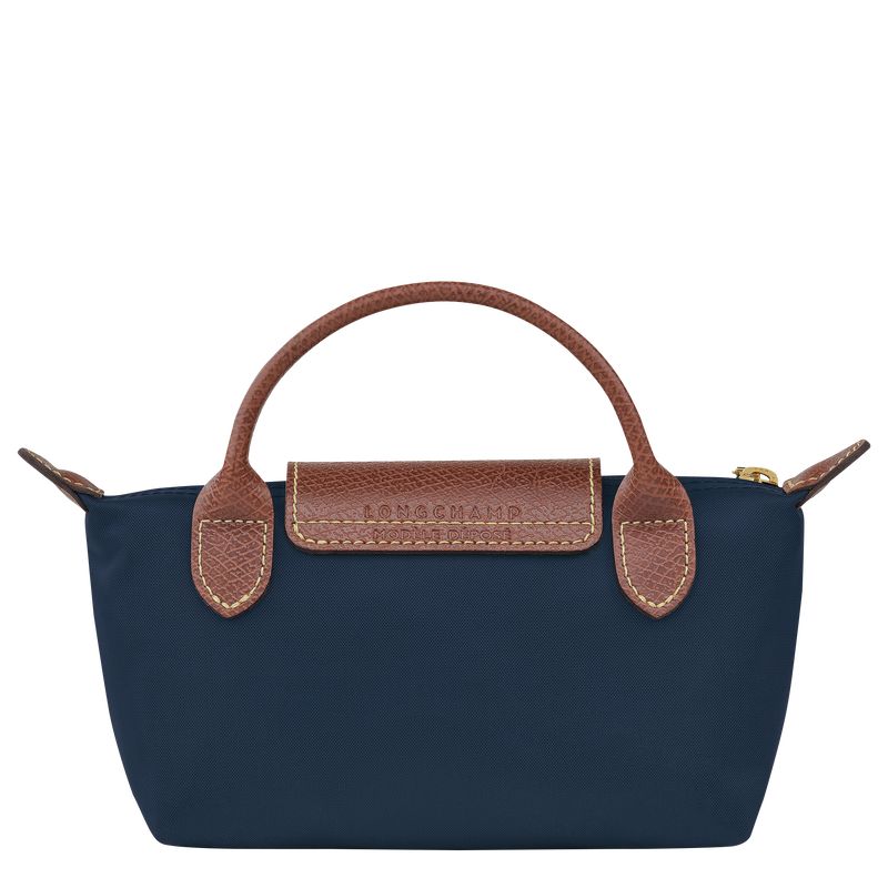 Navy Longchamp Le Pliage Original With Handle Men Pouch | Ksa-305IWSTPF