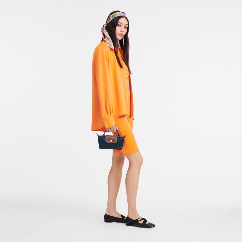 Navy Longchamp Le Pliage Original With Handle Women Pouch | Ksa-920LRABQZ