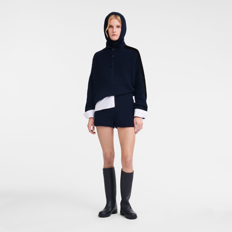 Navy Longchamp Polo Collar Women Jumper | Ksa-961IVWJKE