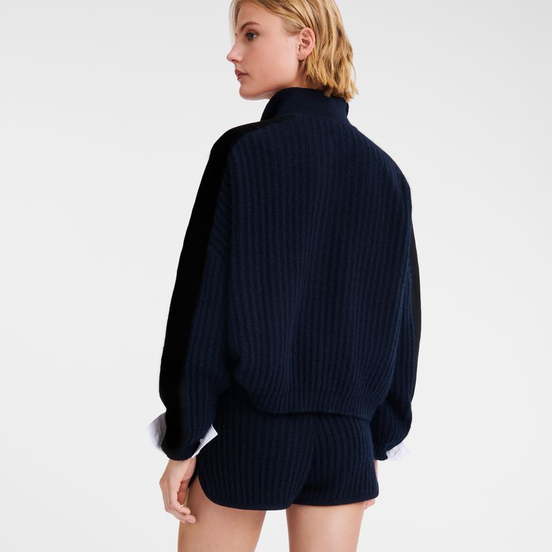 Navy Longchamp Polo Collar Women Jumper | Ksa-961IVWJKE
