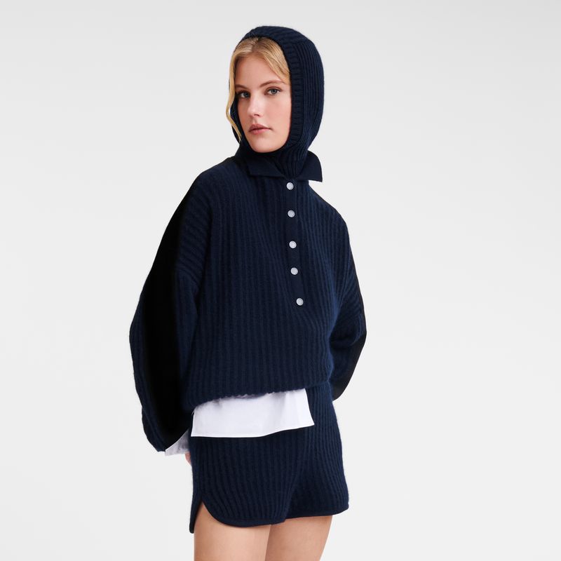 Navy Longchamp Polo Collar Women Jumper | Ksa-961IVWJKE