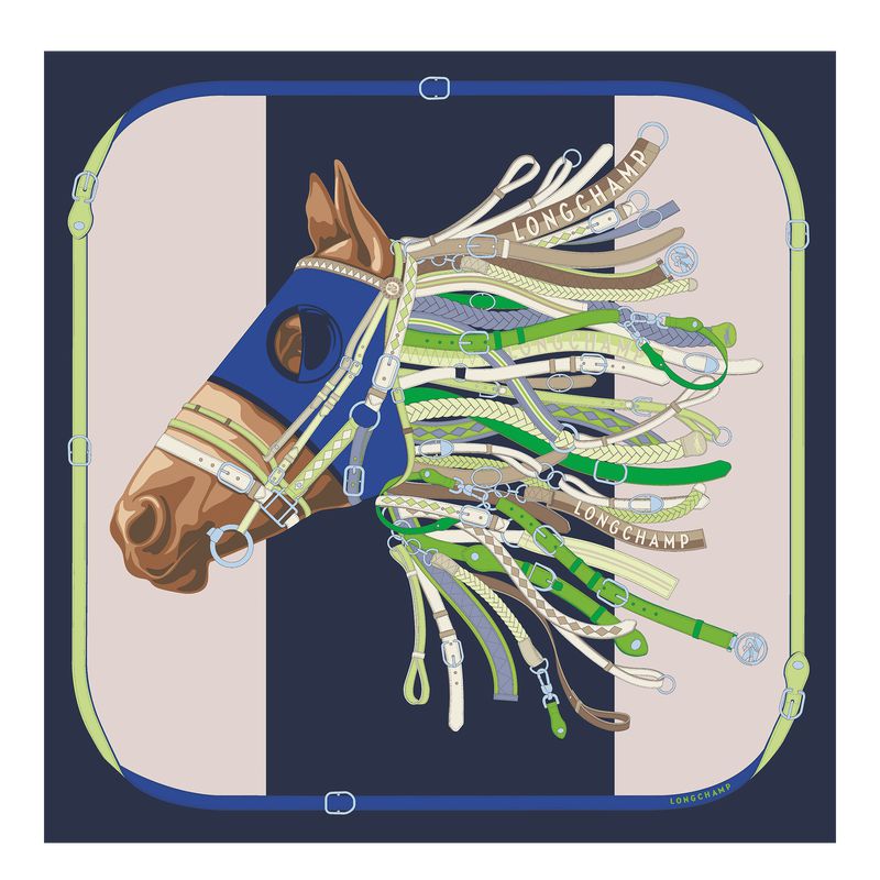 Navy Longchamp Tête De Cheval 90 Women Scarf | Ksa-340FVWCJR
