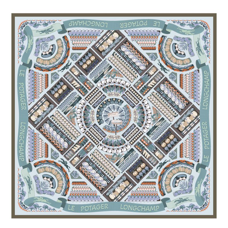 Navy Longchamp Vegetable Garden 90 Women Scarf | Ksa-635GHUWFE