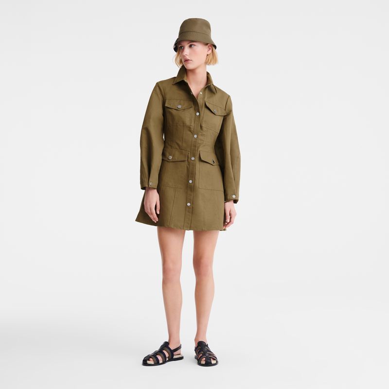 Olive Longchamp Canvas Women Dress | Ksa-893UNXBPK