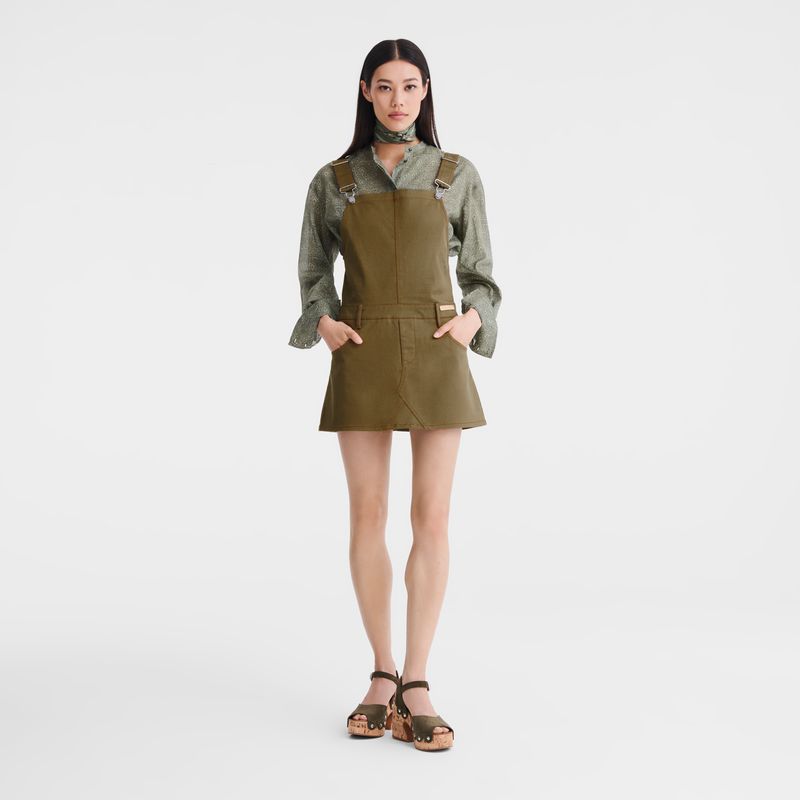 Olive Longchamp Gabardine Women Dress | Ksa-140PWAJZO
