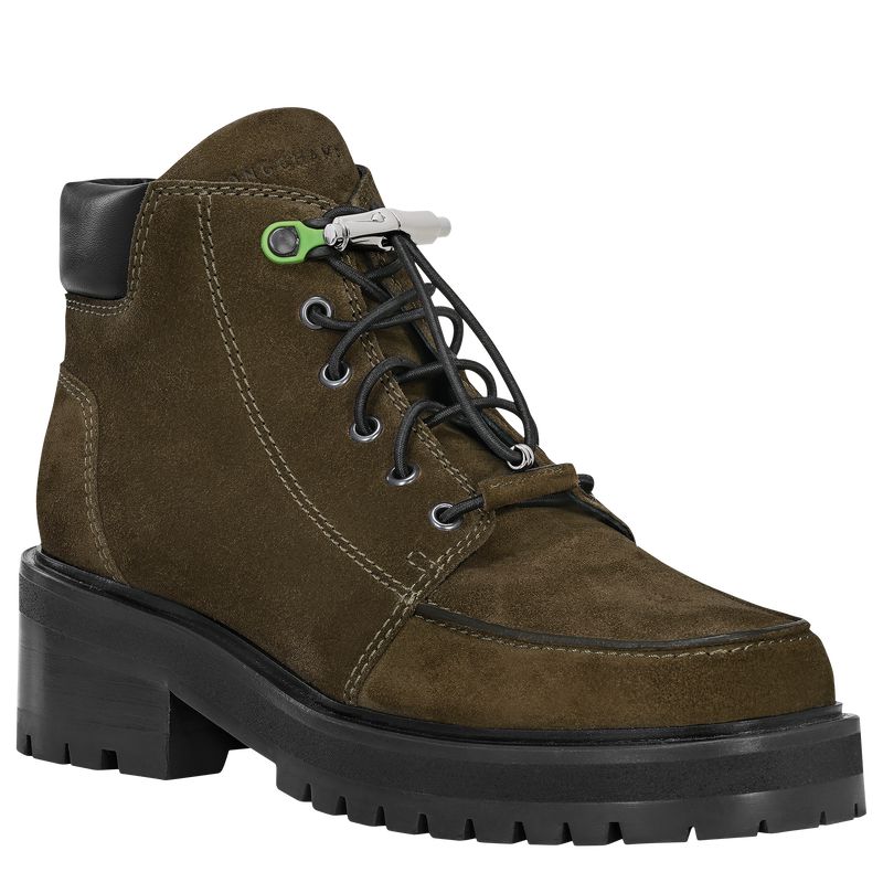 Olive Longchamp La Baroudeuse Low Women Boots | Ksa-387DGXHTE