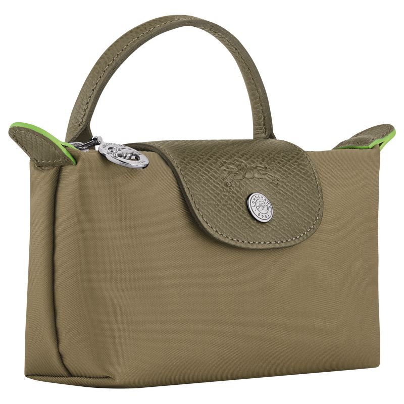 Olive Longchamp Le Pliage Green With Handle Men Pouch | Ksa-865BCTLUV