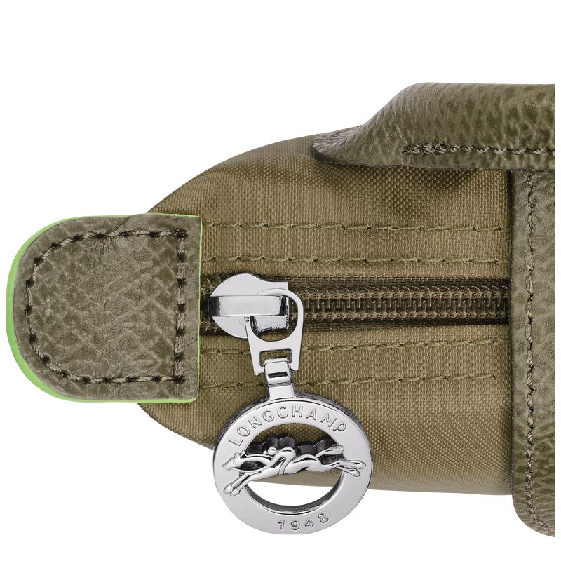 Olive Longchamp Le Pliage Green With Handle Men Pouch | Ksa-865BCTLUV