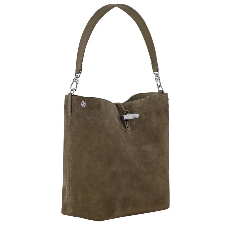 Olive Longchamp Le Roseau M Women Hobo Bag | Ksa-396DYIVOW