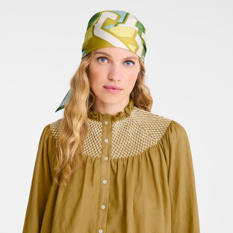 Olive Longchamp Smocked Veil Women Blouse | Ksa-376QAKUVX