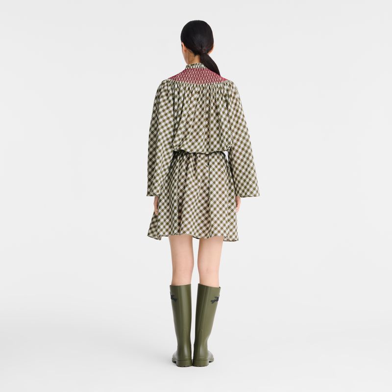 Olive Longchamp Vichy Jacquard Women Dress | Ksa-972JWMYRS
