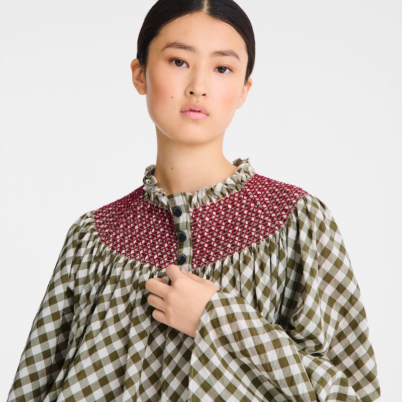 Olive Longchamp Vichy Jacquard Women Dress | Ksa-972JWMYRS