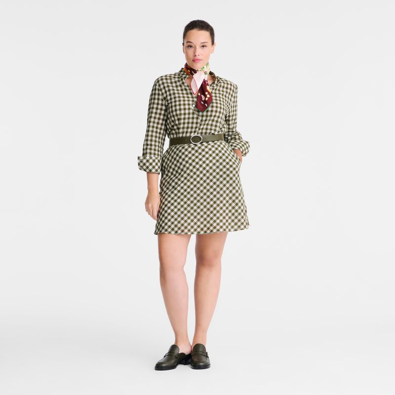 Olive Longchamp Vichy Jacquard Women Dress | Ksa-736NZHSQL