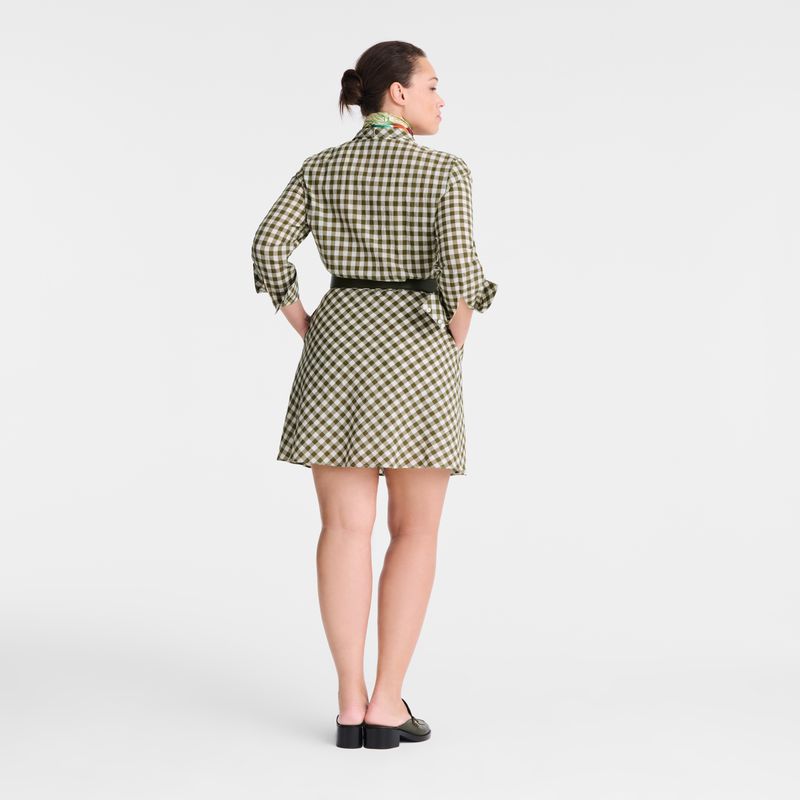 Olive Longchamp Vichy Jacquard Women Dress | Ksa-736NZHSQL