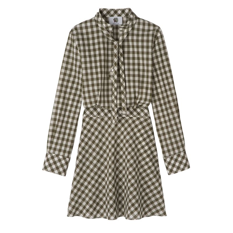 Olive Longchamp Vichy Jacquard Women Dress | Ksa-736NZHSQL