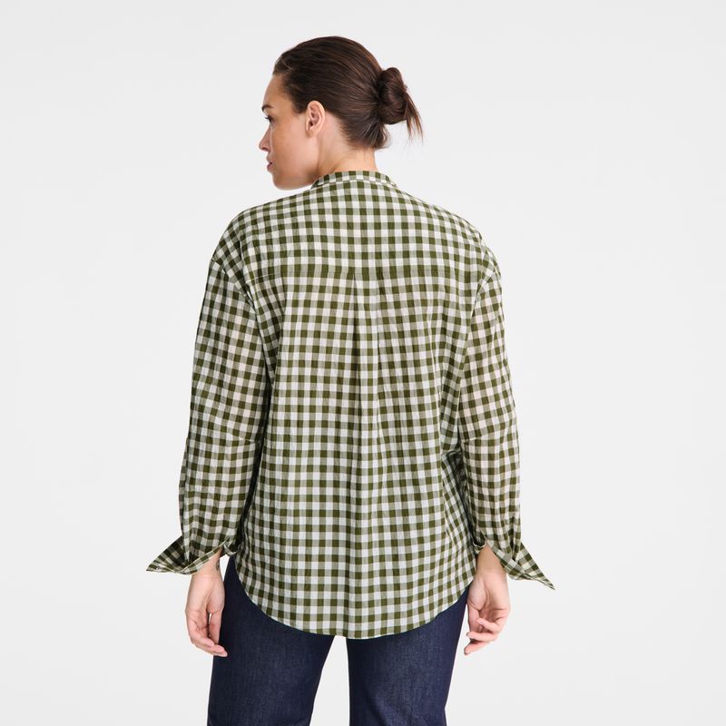 Olive Longchamp Vichy Jacquard Women Shirts | Ksa-429ZPUNXL