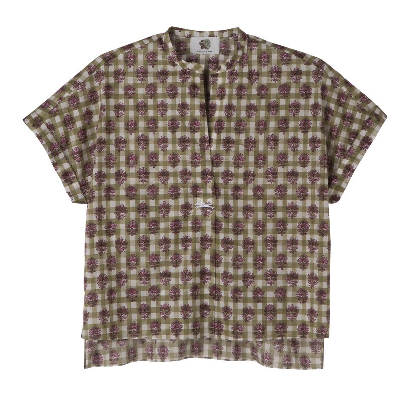 Olive Longchamp Vichy Print Veil Women Blouse | Ksa-172GMJRVC