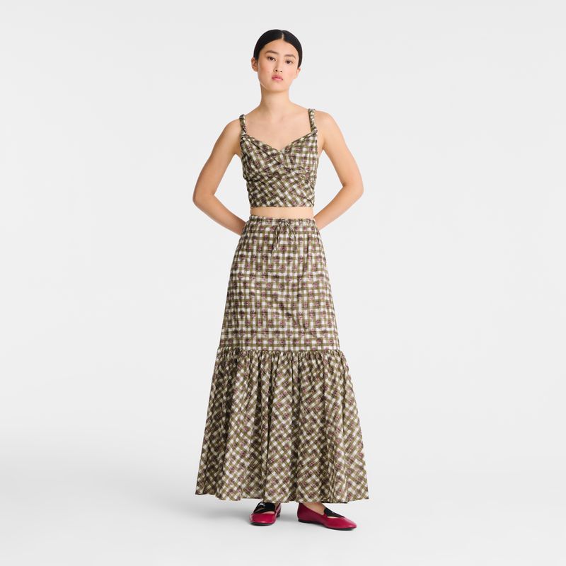 Olive Longchamp Vichy Print Veil Women Top | Ksa-248FMEXDK