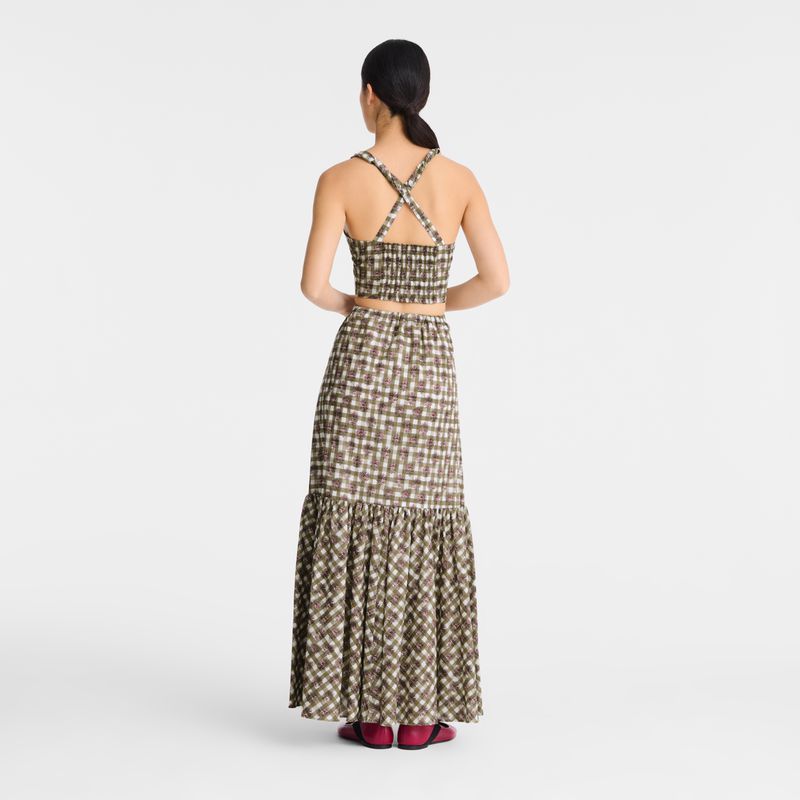 Olive Longchamp Vichy Print Veil Women Top | Ksa-248FMEXDK