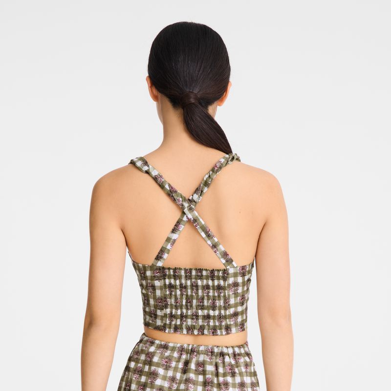 Olive Longchamp Vichy Print Veil Women Top | Ksa-248FMEXDK