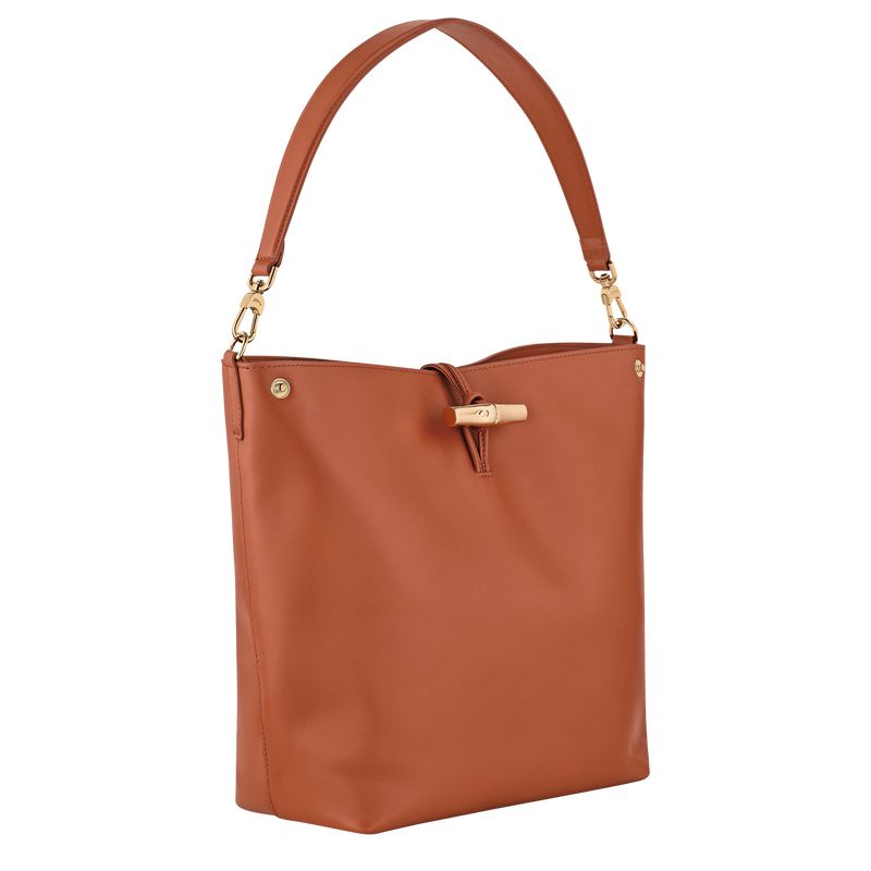 Orange / Cream Longchamp Le Roseau M Women Hobo Bag | Ksa-693GVBKRI