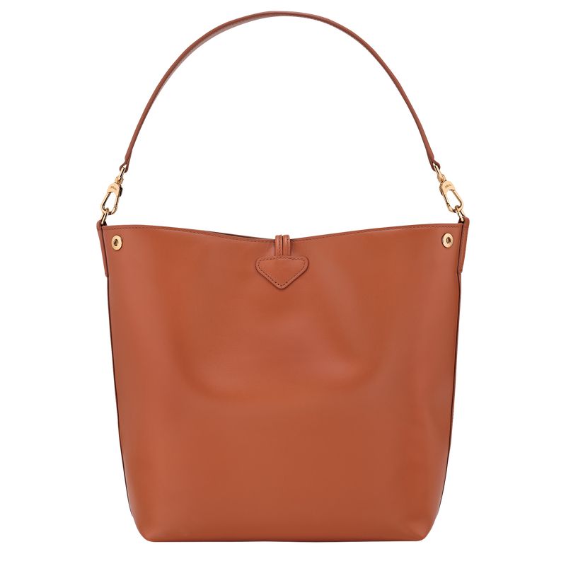 Orange / Cream Longchamp Le Roseau M Women Hobo Bag | Ksa-693GVBKRI