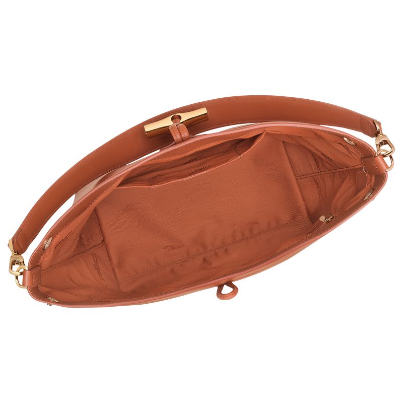 Orange / Cream Longchamp Le Roseau M Women Hobo Bag | Ksa-693GVBKRI