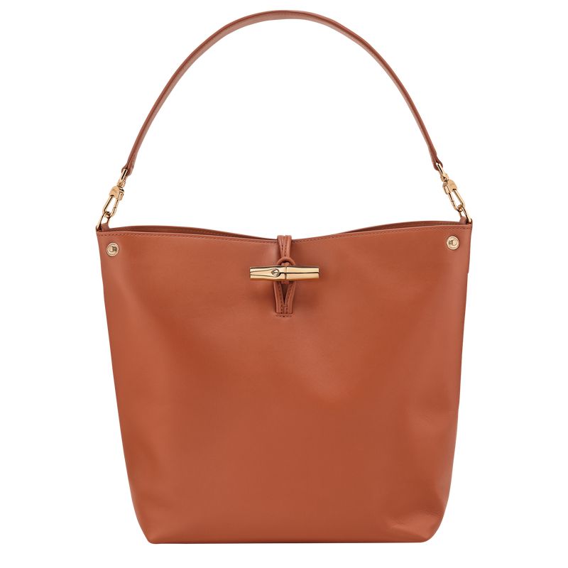 Orange / Cream Longchamp Le Roseau M Women Hobo Bag | Ksa-693GVBKRI