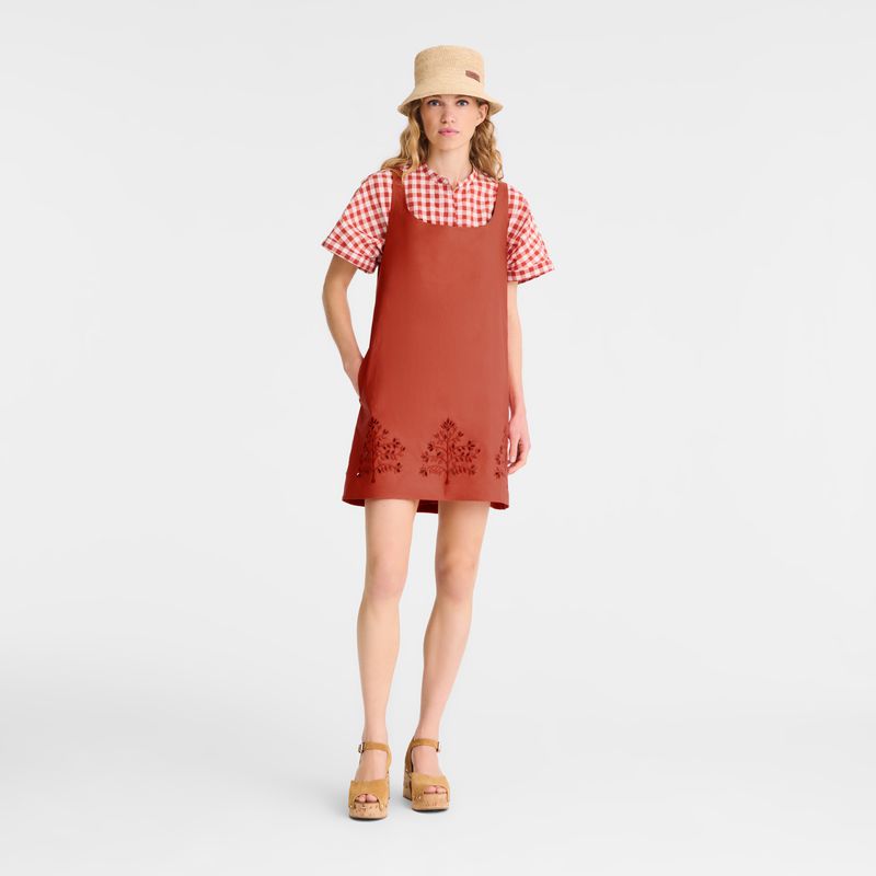 Pink Longchamp Embroidered Canvas Women Dress | Ksa-859FMWXAQ