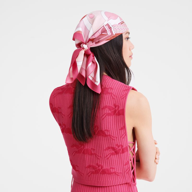 Pink Longchamp Equestrian Tower 70 Women Scarf | Ksa-032RFTPGC