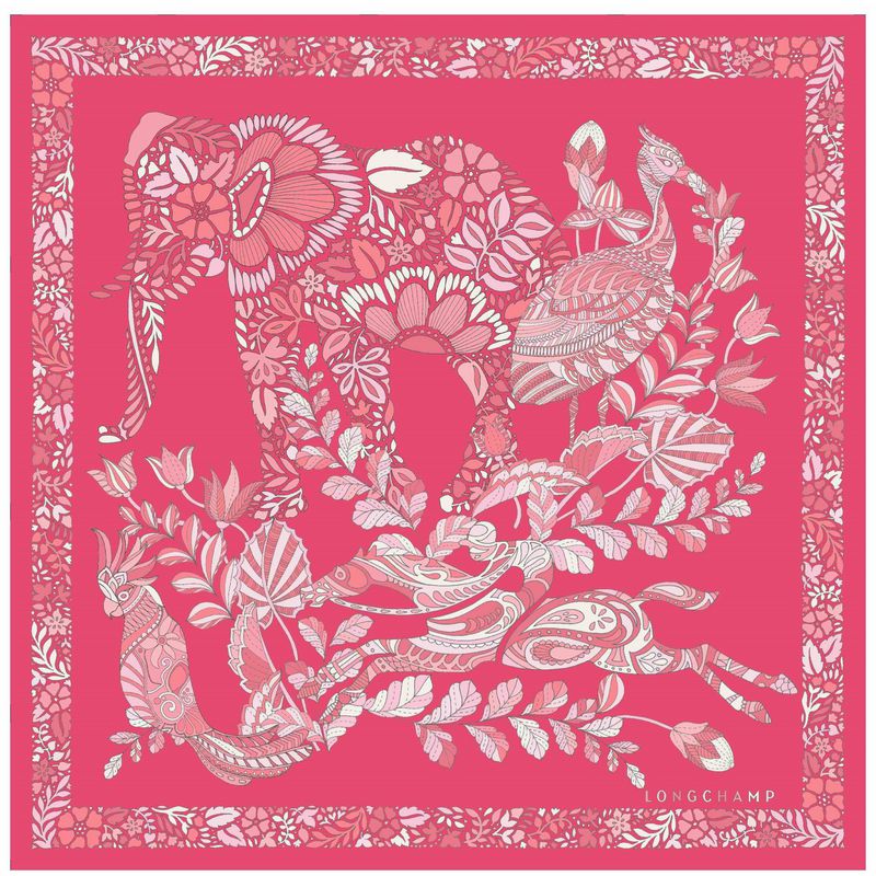 Pink Longchamp Forêt 50 Women Scarf | Ksa-021ZAQTCK