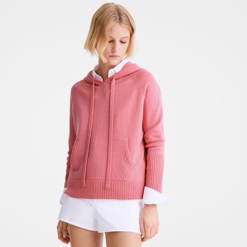 Pink Longchamp Hoodie Women Jumper | Ksa-842RHEUZC