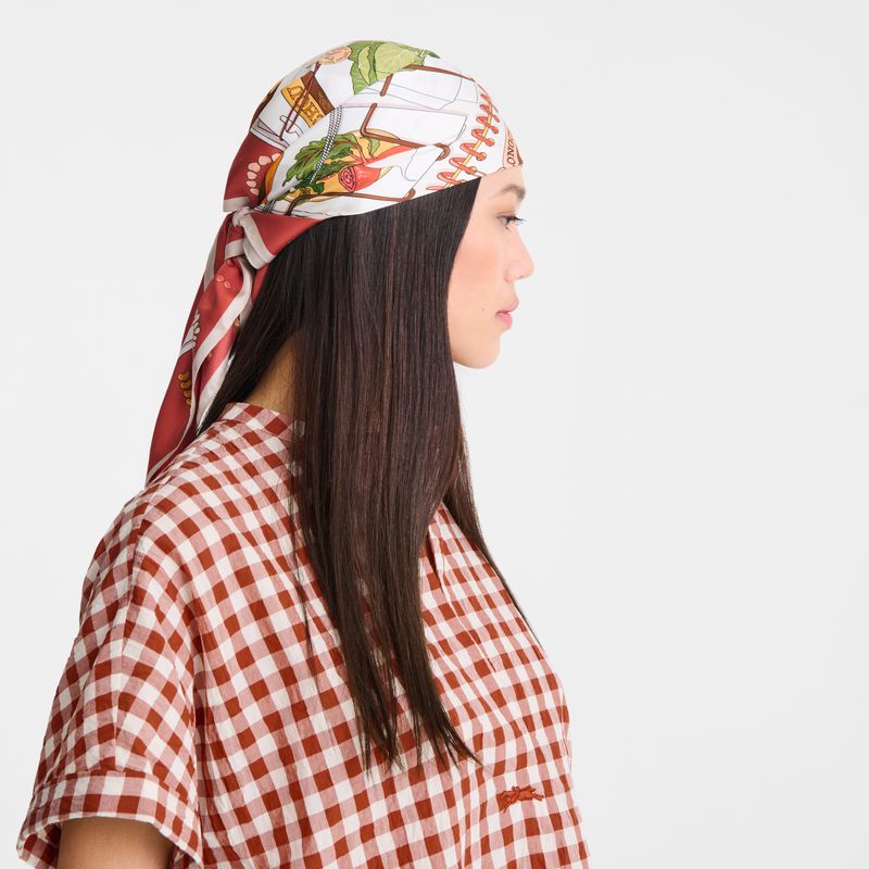 Pink Longchamp In The Vegetable Garden 70 Women Scarf | Ksa-412XRILBM